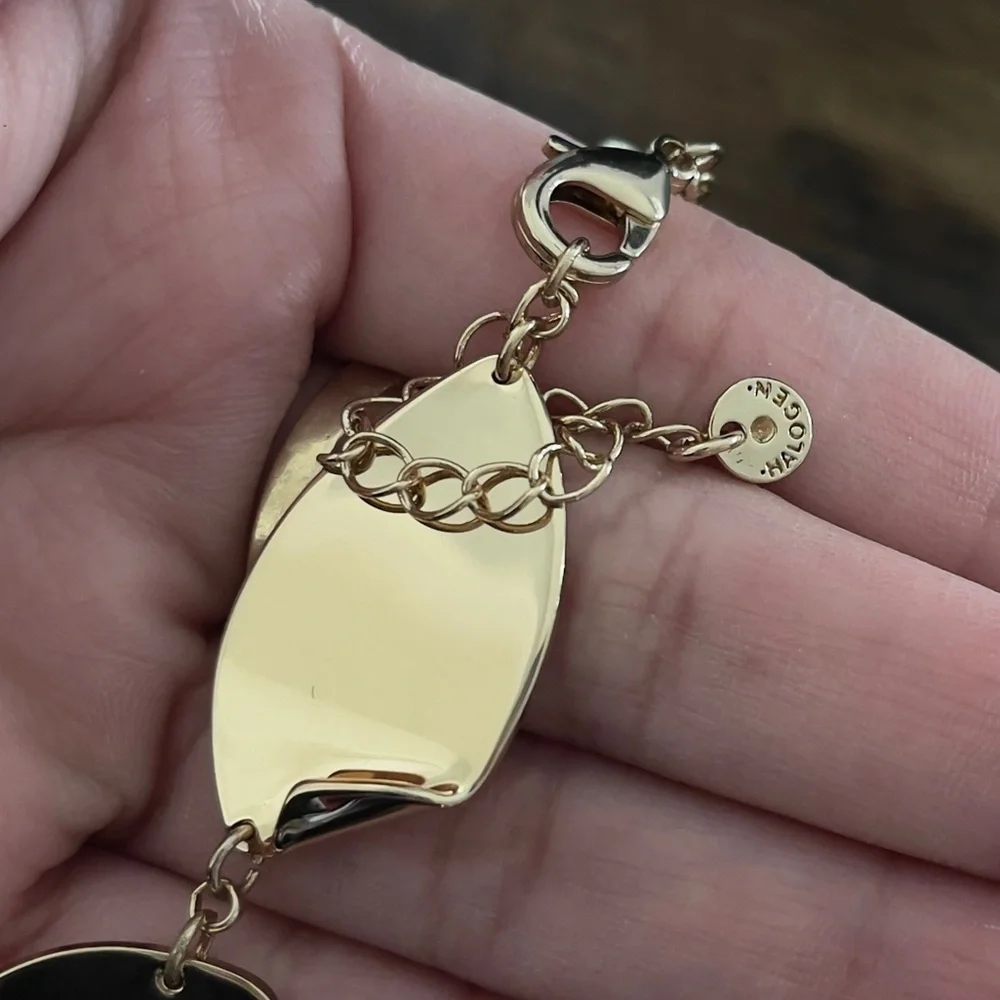 Halogen gold tone plate statement necklace